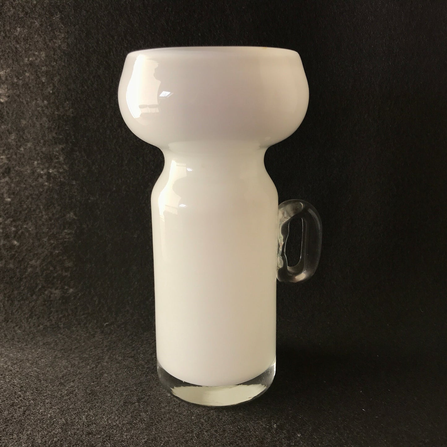 Vintage Vase weiß klar 16cm 50er MID CENTURY Überfang weiß