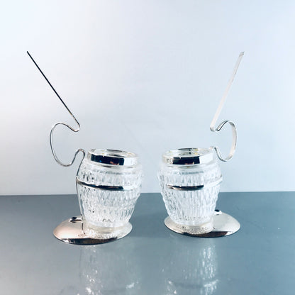 Glas Bcher Halter 60er 70er versilbert Rand 2er Set Salzstangen
