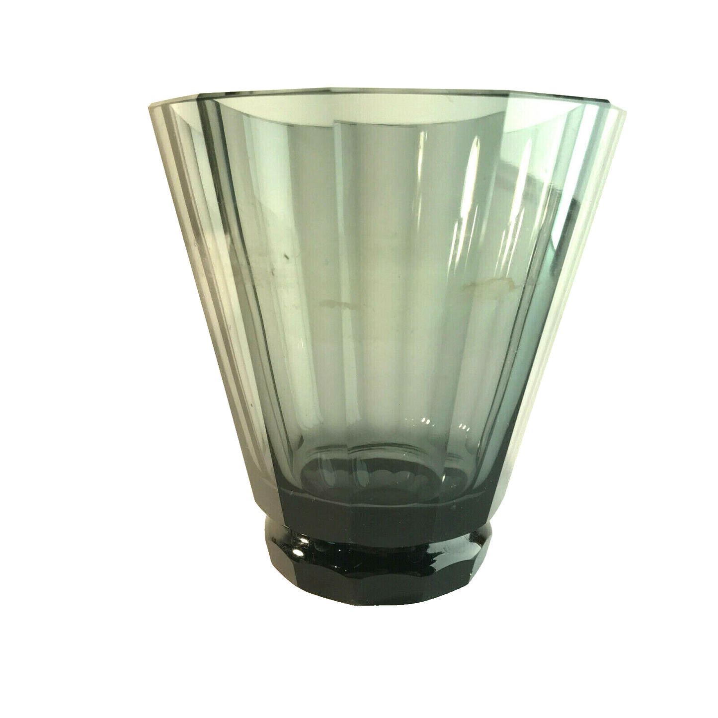 Vase Glas Rauchglas 12 cm 20er 30er Art Déco Facetten