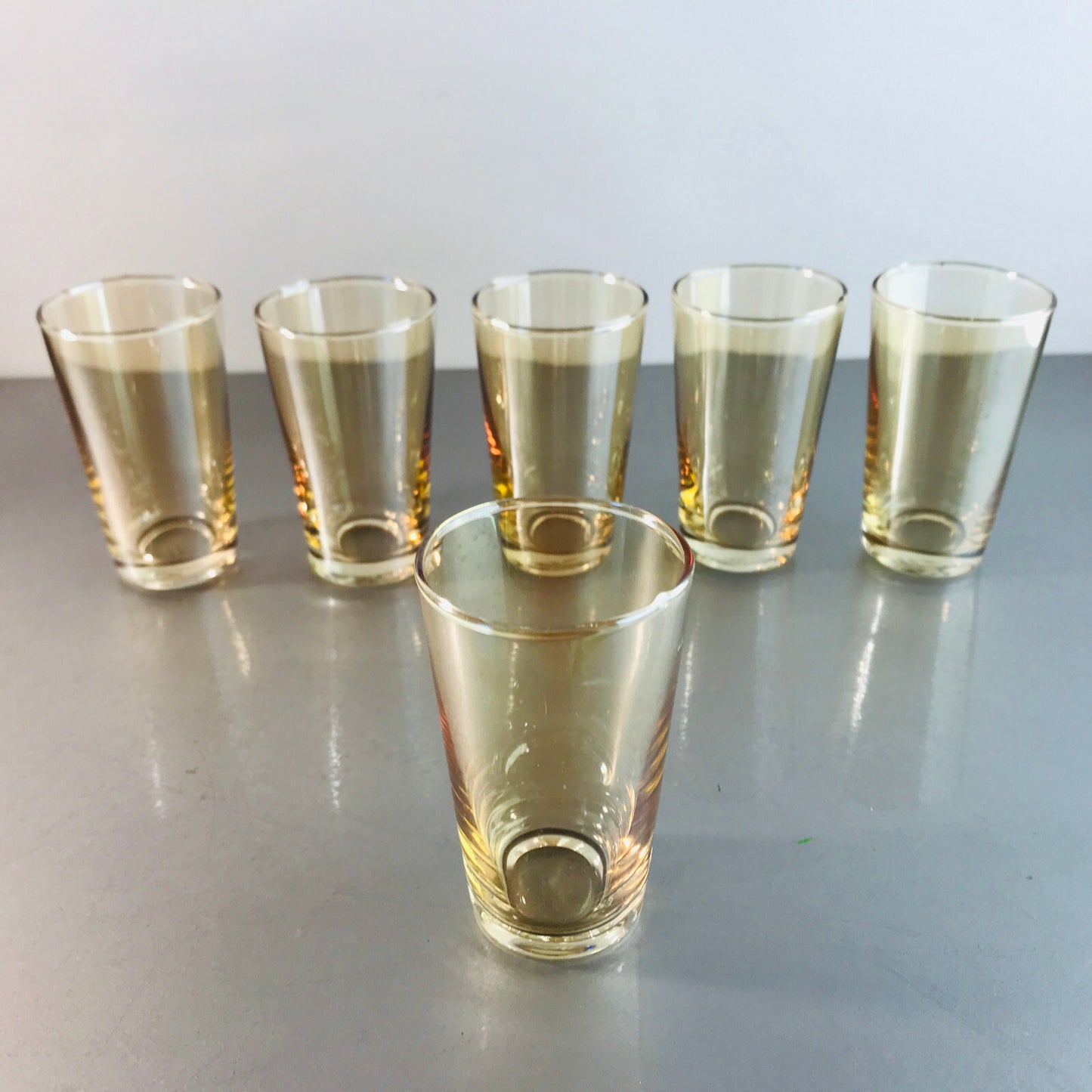 VINTAGE Schnapsgläser 7,8  cm 6 er Set 50er 60er MID CENTURY  irisierend