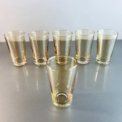 VINTAGE Schnapsgläser 7,8  cm 6 er Set 50er 60er MID CENTURY  irisierend