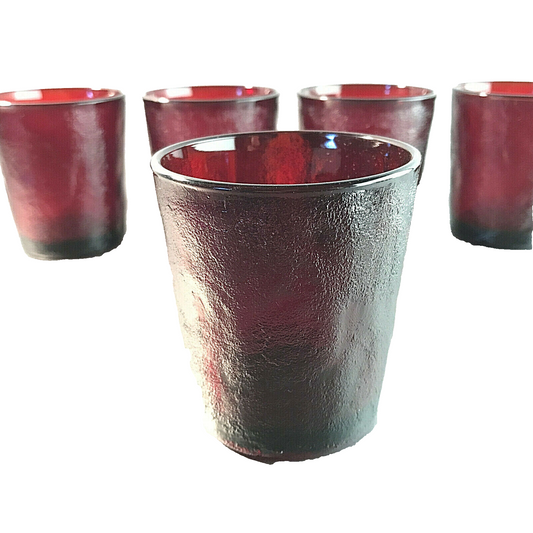 Wassergläser - 5er Set - rot Gläser Glas Vintage 8,3 cm mit Struktur außen