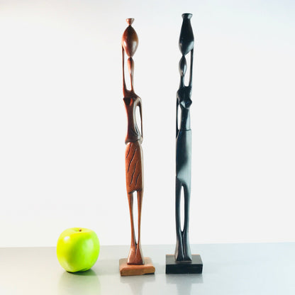 AFRIKANISCHE Figur handgeschnitzt 41,5 42,5 cm HOLZ Afrikanerinnen AFRIKA