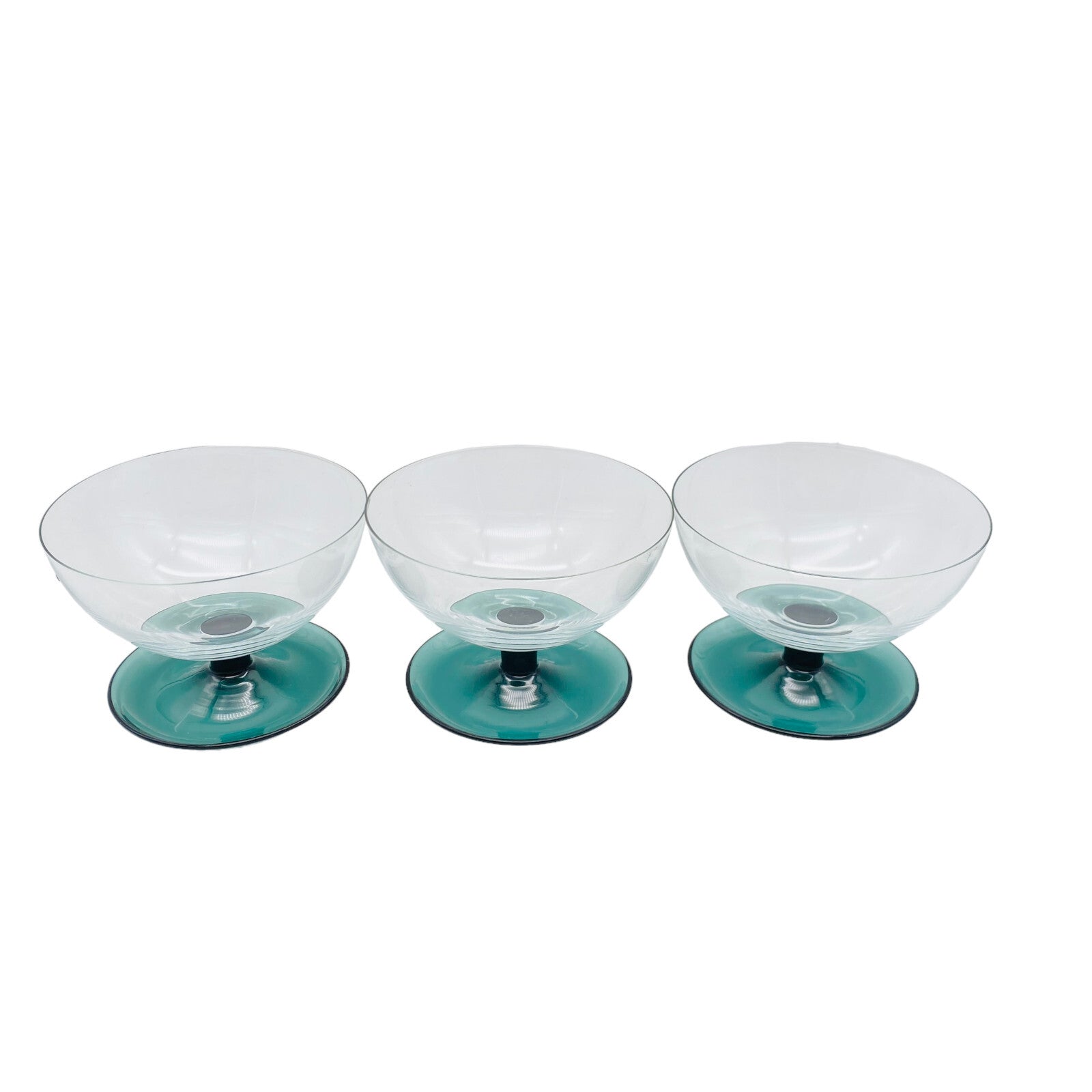 SÜSSMUTH DessertSchalen 3er  Eisbecher Glas Turmalin 50er 60er Schalen