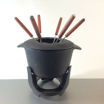 Gusseisen FONDUE Topf Stövchen Rechaude Eisen Vintage Danish Design 60er