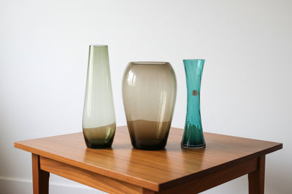 Gläser VINTAGE Vasen Set 50er 60er MID CENTURY Rauchglas Konvolut Taube