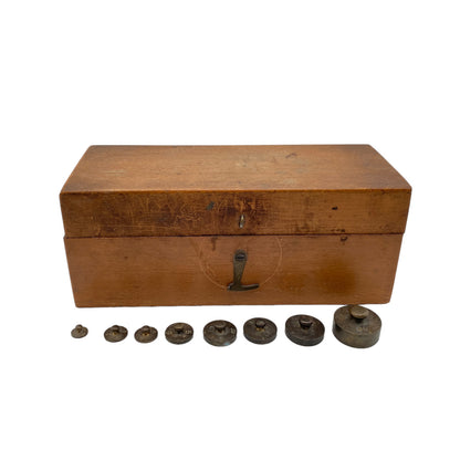 Alte Gewichte Waage 1g 2g 5g 10g 20g 50g unvollständig Holz Box 30er 40er 50er