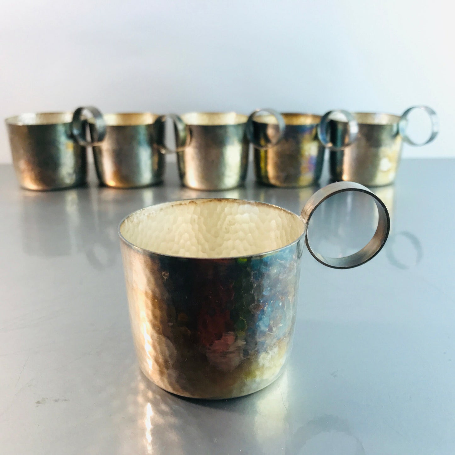 Art Déco Teetassen 30er 40er 50er VINTAGE Tassen Halter versilbert