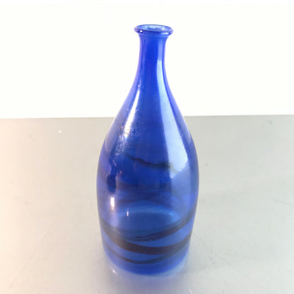 Vintage blau Vase 50er 60er 13 cm MID CENTURY feines dünnes Glas Dekoration