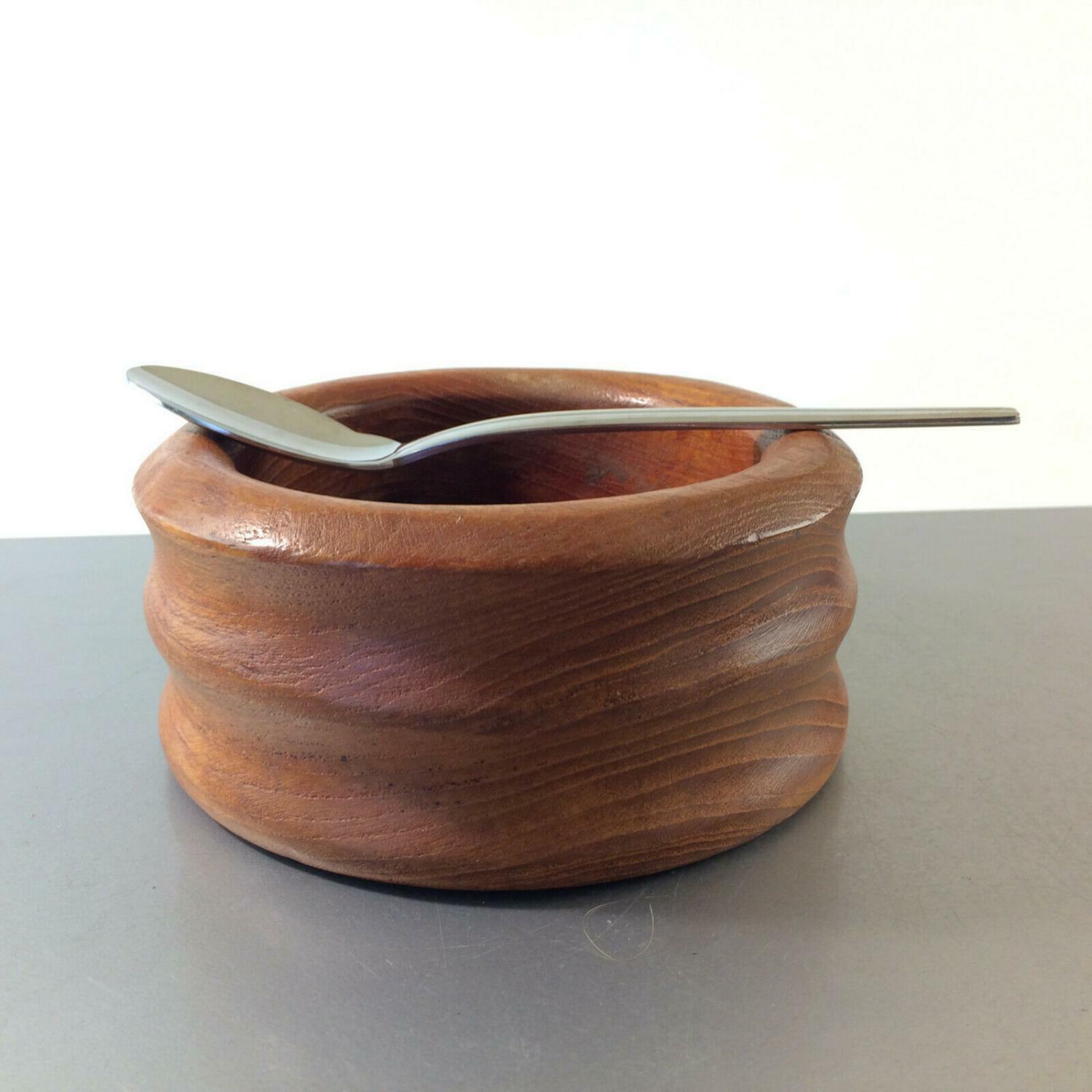 MID CENTURY Holzschale Schale Holz ca 15 cm TEAK 50er 60er  + WMF Löffel