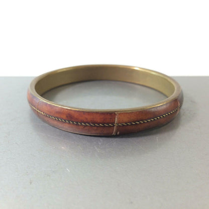 Vintage Armreif Armkette 50er 60er Messing Holz innen D 6,5 cm