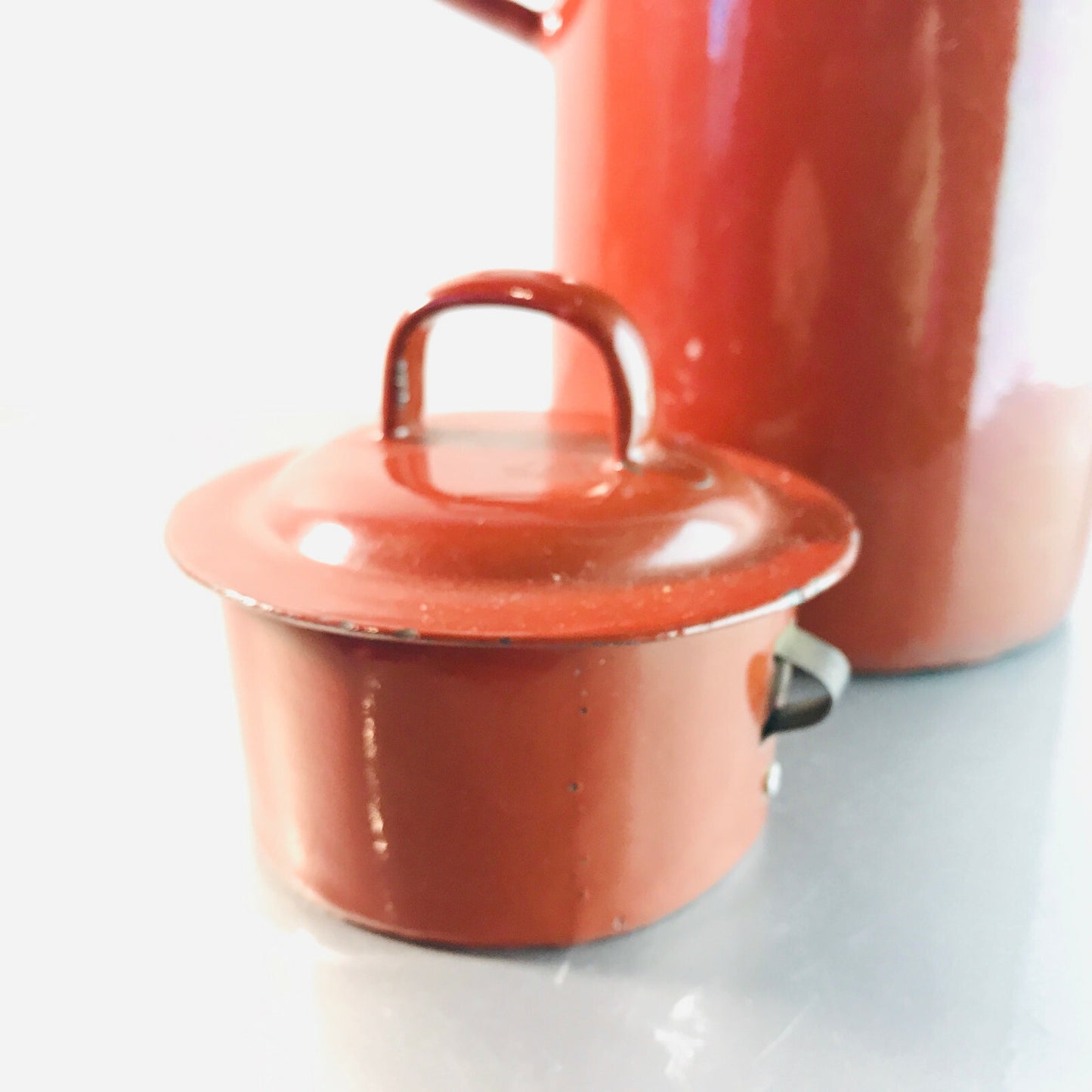 Vintage Emaille Kanne H 30 cm Milchkanne braun