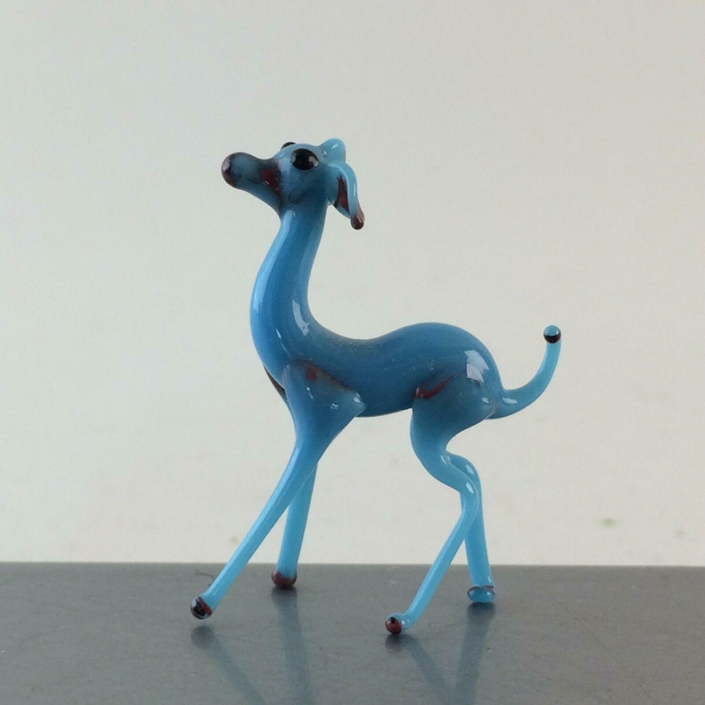 Hund blau H 3,8 cm Glas 50er 60er Lauscher Vintage MID CENTURY 