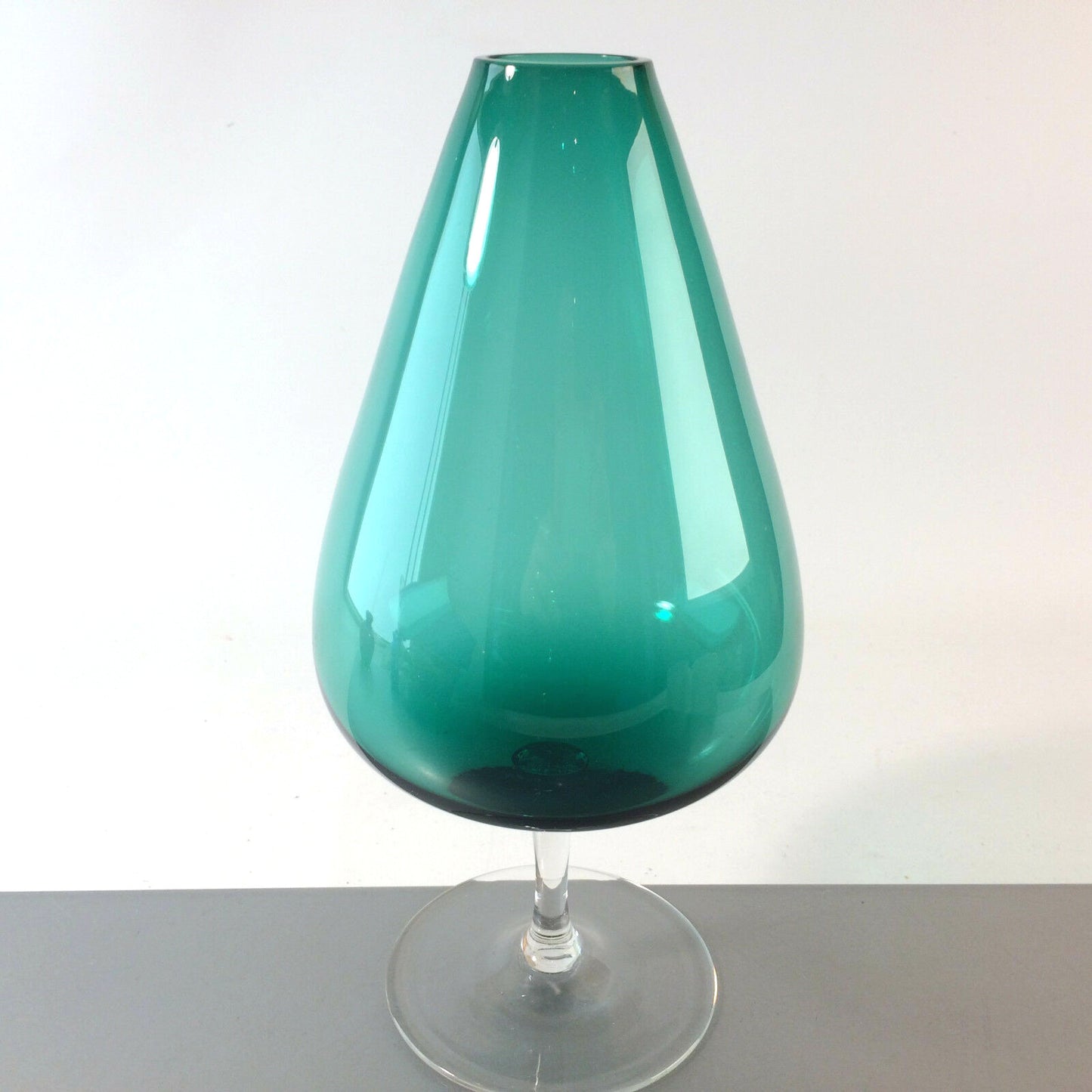 Vintage türkis Vase 50er 60er 25,3  cm grün  MID CENTURY Stängelvase