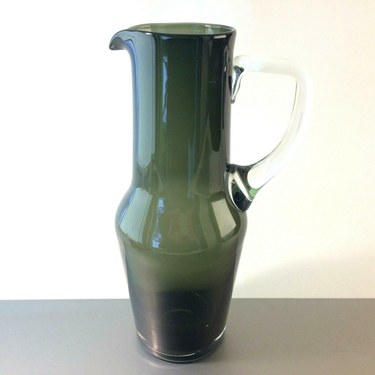 GRAL Glas Krug Kanne DÜRNAU grau Rauchglas 50er 60er MID CENTURY 27 cm 