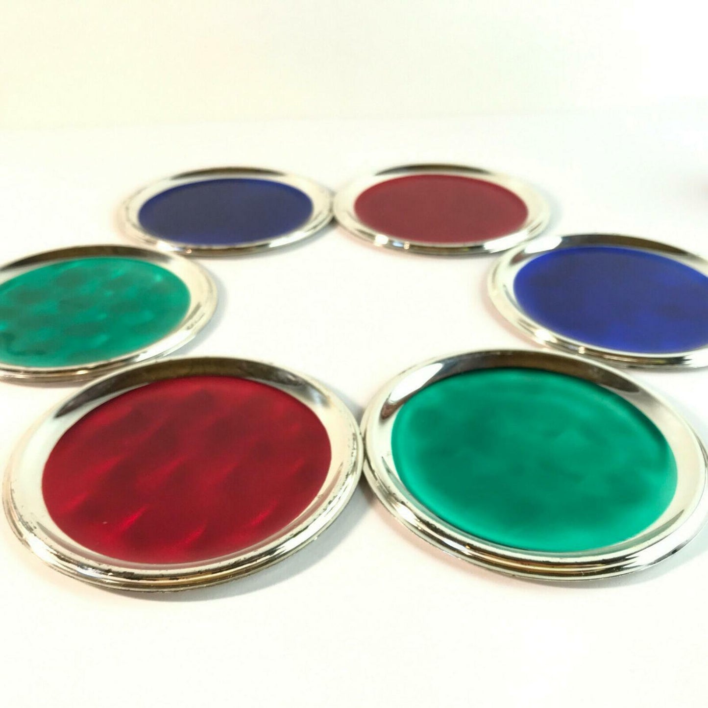 Vintage versilbert 6 er Set 10,5 cm 60er 50er Silber Untersetzer Teller