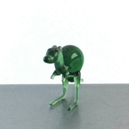 Känguru grün H 1,8 cm Glas 50er 60er Lauscher Vintage MID CENTURY 