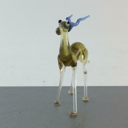 Gazelle gelb blau H 4 cm Glas 50er 60er Lauscher Vintage MID CENTURY 
