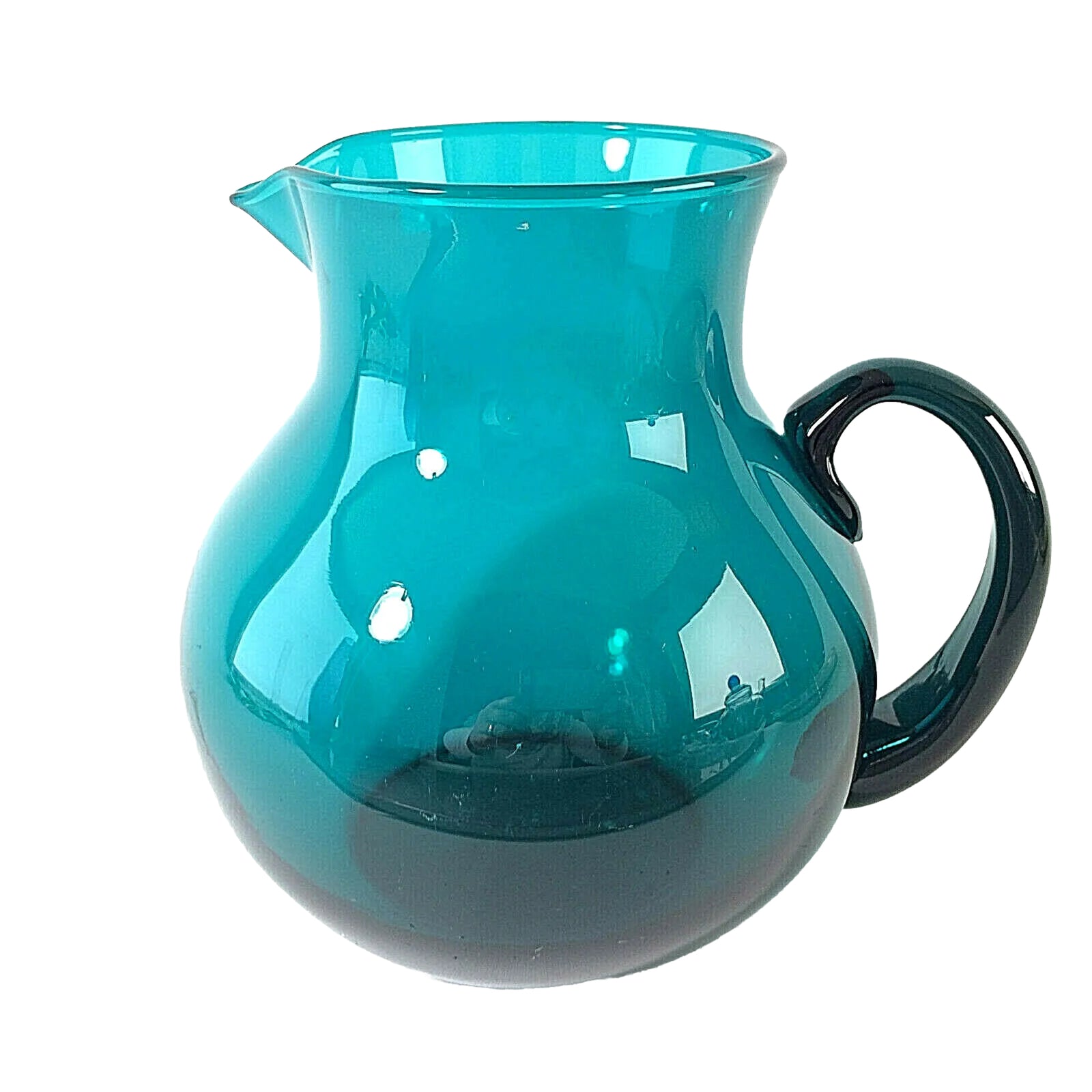 Vintage KARAFFE Kanne Krug grün Glas 60er 70er 17cm MID CENTURY Vase