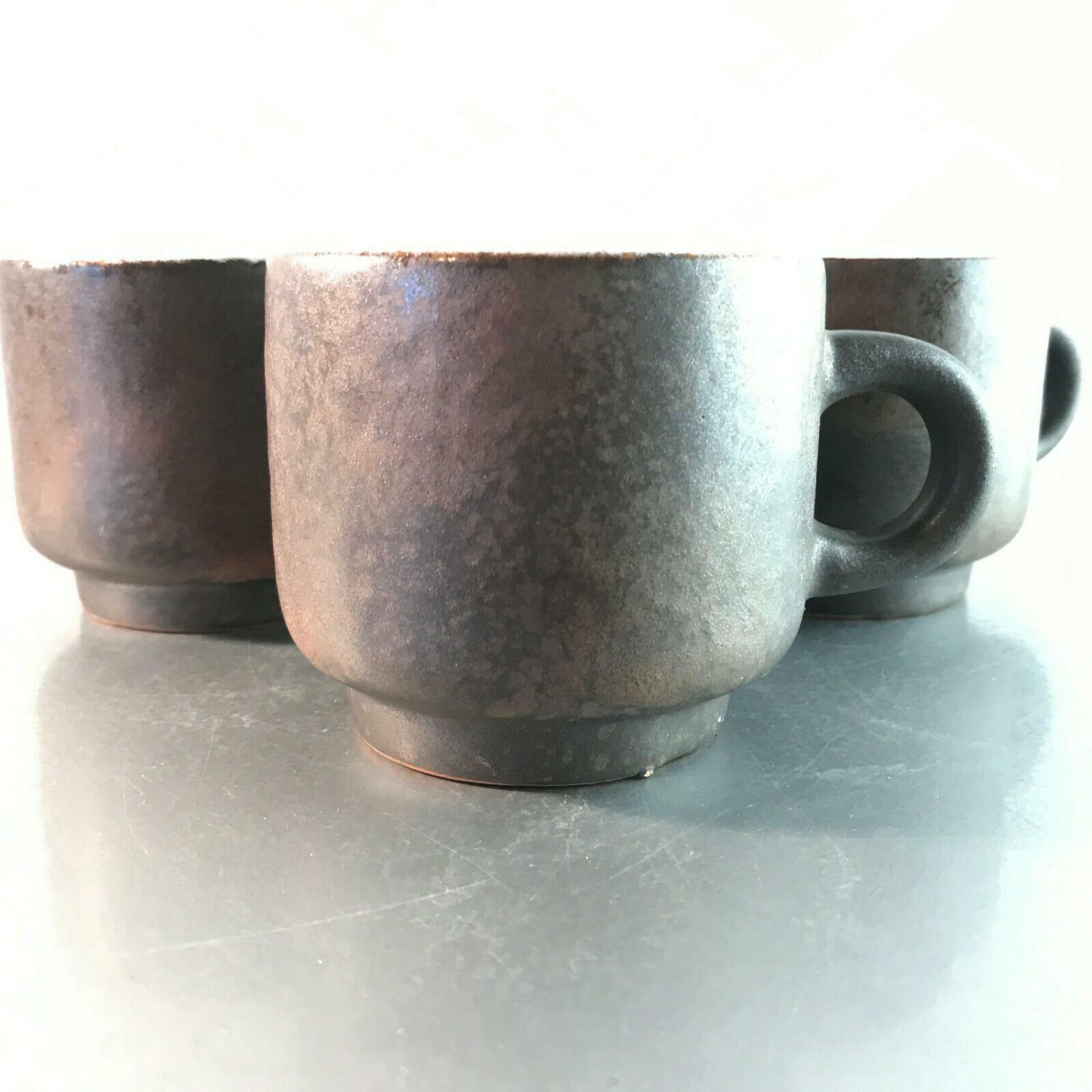 Fritz van Daalen Tassen Keramik 5er Set BRAUN H 8 cm signiert Tasse