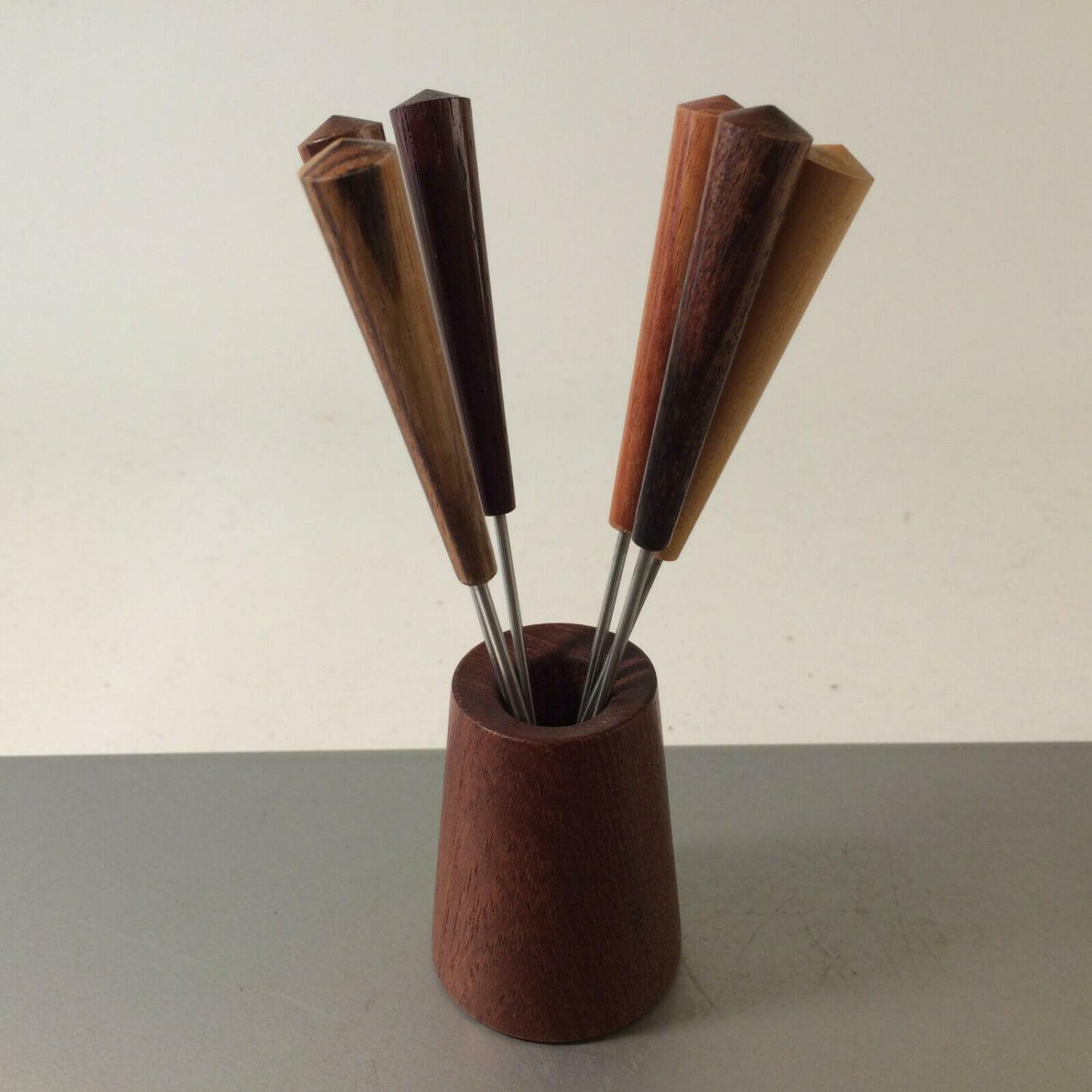 Holz Teak MID Century Gabeln Picker Spieße Halter verschiedene Holzarten