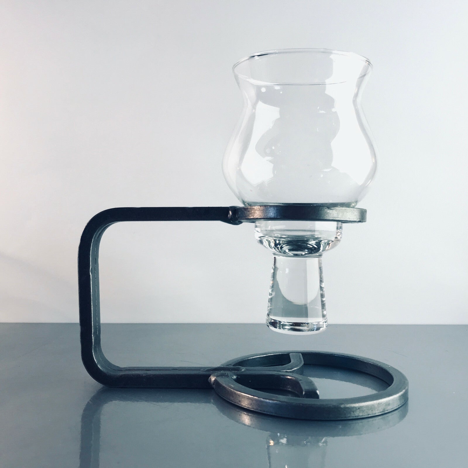 VINTAGE Kerzenhalter Gusseisen Schmiedeeisen 50er 60er Glas IRON Danish Deko