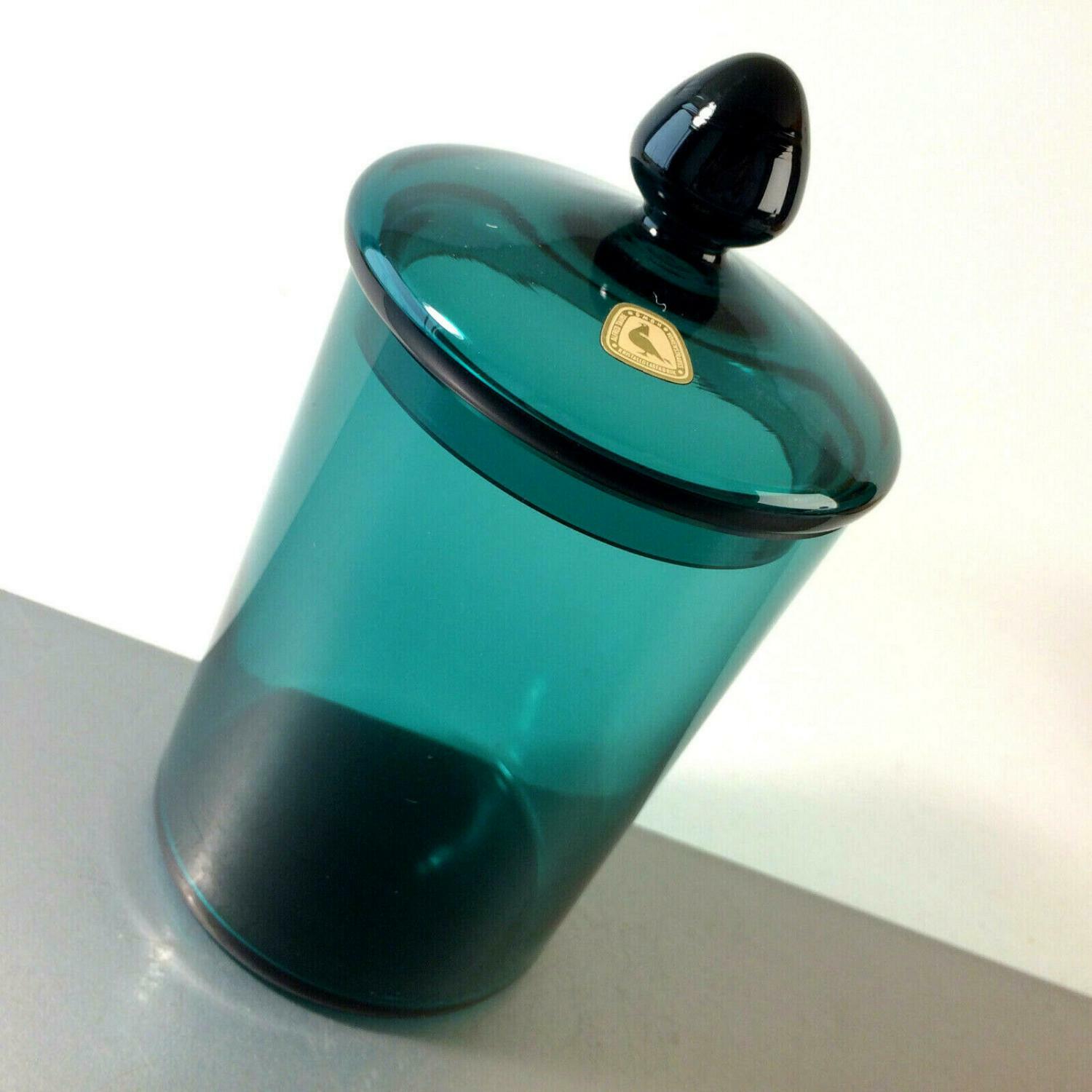 TAUBE & Füger Dose 50er 60er GLAS Glasdeckel Deckeldose H 16,5 cm