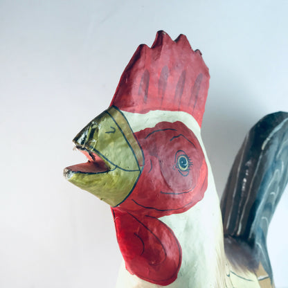 Pappmarche Hahn 70er Pappe Papier 40 cm Deko Vintage Huhn Henne
