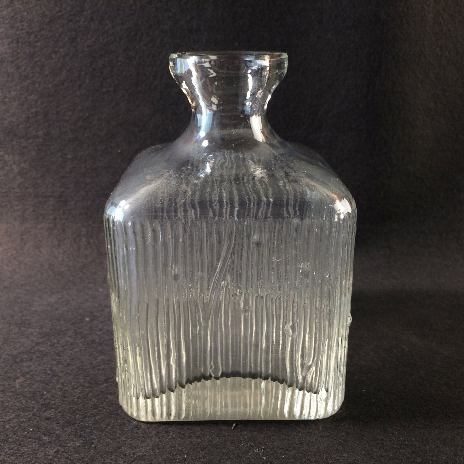 VASE Glasvase eckig 13 cm  50er 60er klar schwer Glas VINTAGE
