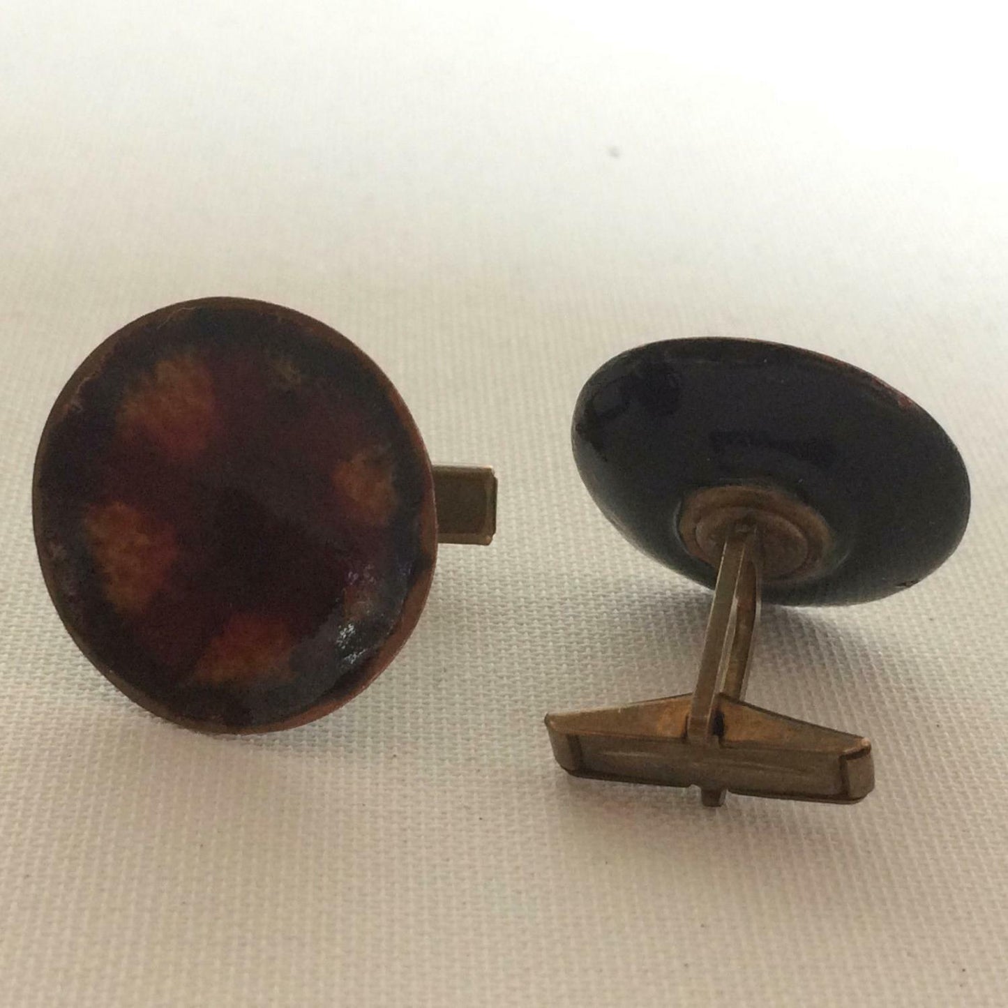 Emaille MANSCHETTENKNÖPFE 50er 60er Manschetten CUFFLINKS Messing 