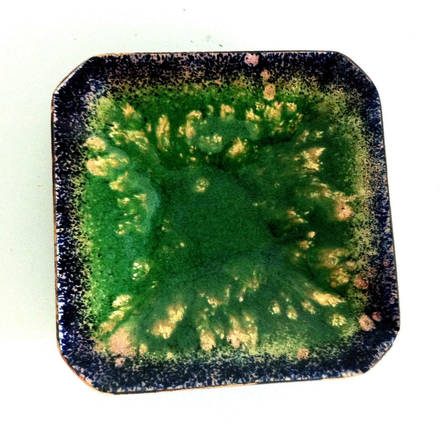 Emaille Schale 50er 60er MID CENTURY emailliert D 11,3 cm grün