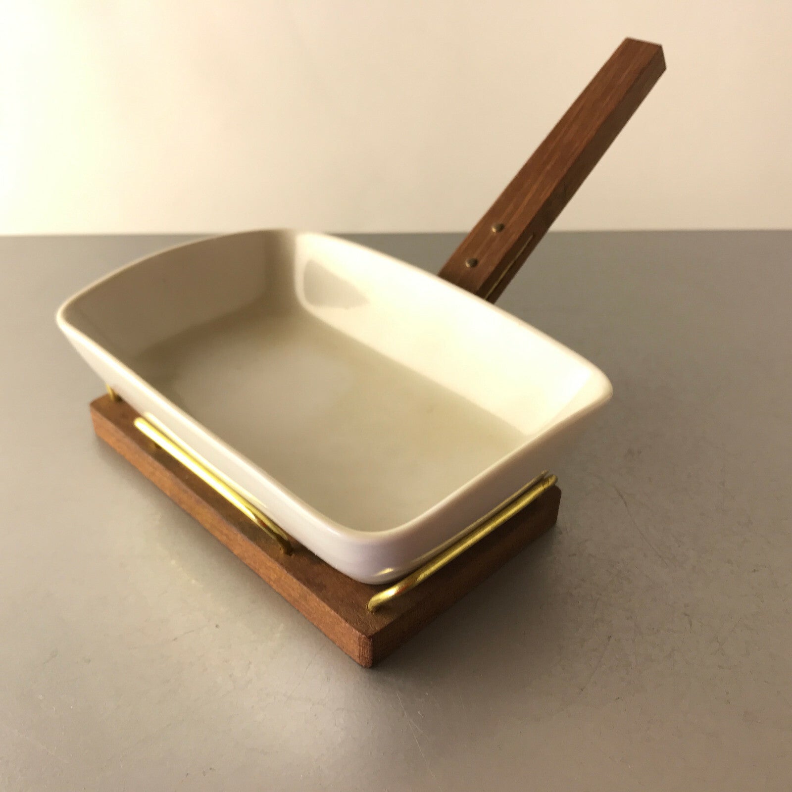 VINTAGE Keramik Schale D 14,5 TEAK Holz Schälchen 50er 60er
