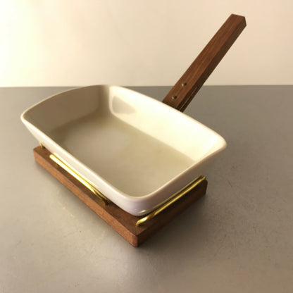 VINTAGE Keramik Schale D 14,5 TEAK Holz Schälchen 50er 60er