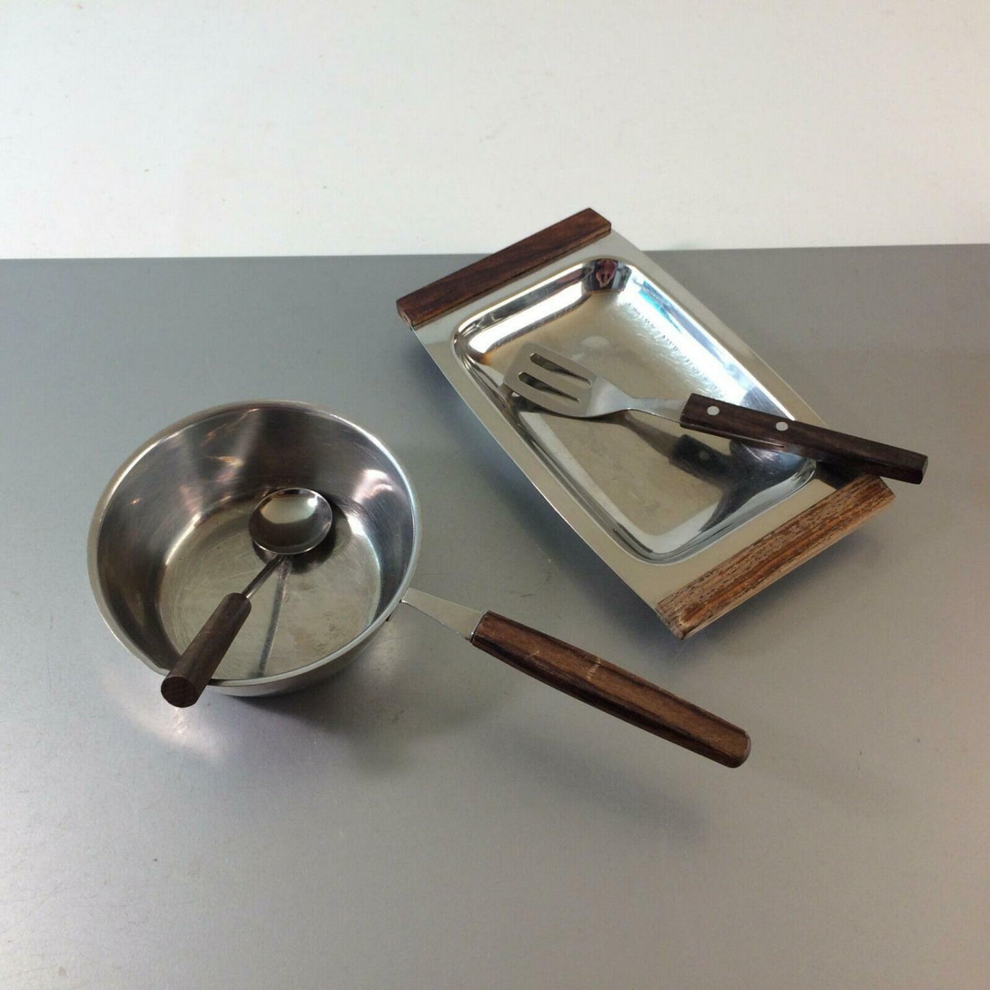 BRAUN & KEMMLER Pfännchen Stieltopf Löffel Edelstahl 60er QUIST Schale