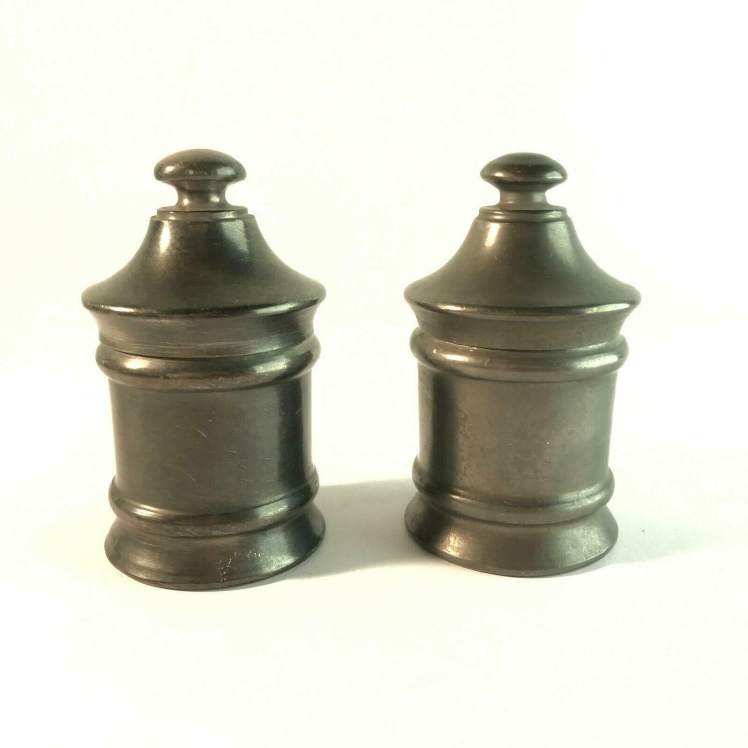 ZINN Dosen Zinndose 2er Set Deckeldosen 50er 60er Vintage H 8 cm