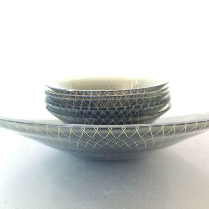 RAUCHGLAS 50er 60er Schüssel Schälchen Schale Set MID CENTURY 7 teil.