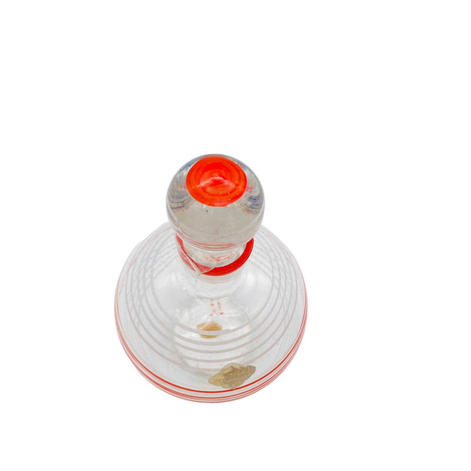 Vintage KARAFFE Kanne Krug rot weiß bemalt Glas 60er 70er 15,5 cm MID CENTURY
