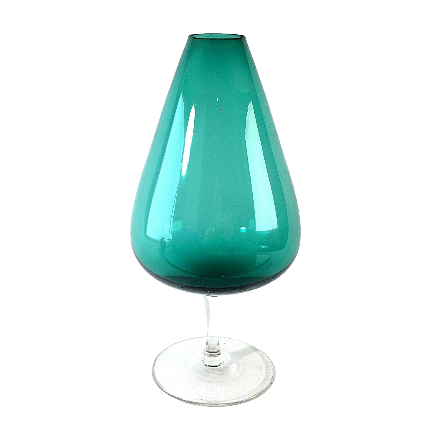 Vintage türkis Vase 50er 60er 25,3  cm grün  MID CENTURY Stängelvase