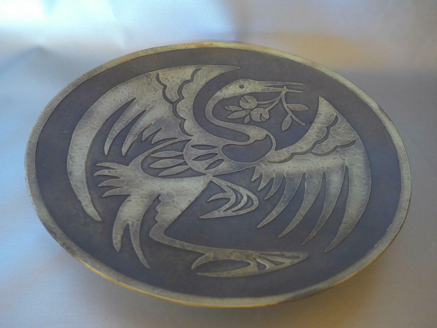 MESSING Teller Wandteller Relief 50er 60er MID CENTURY zum Hängen 23,8