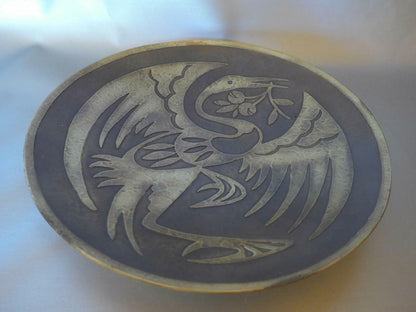 MESSING Teller Wandteller Relief 50er 60er MID CENTURY zum Hängen 23,8