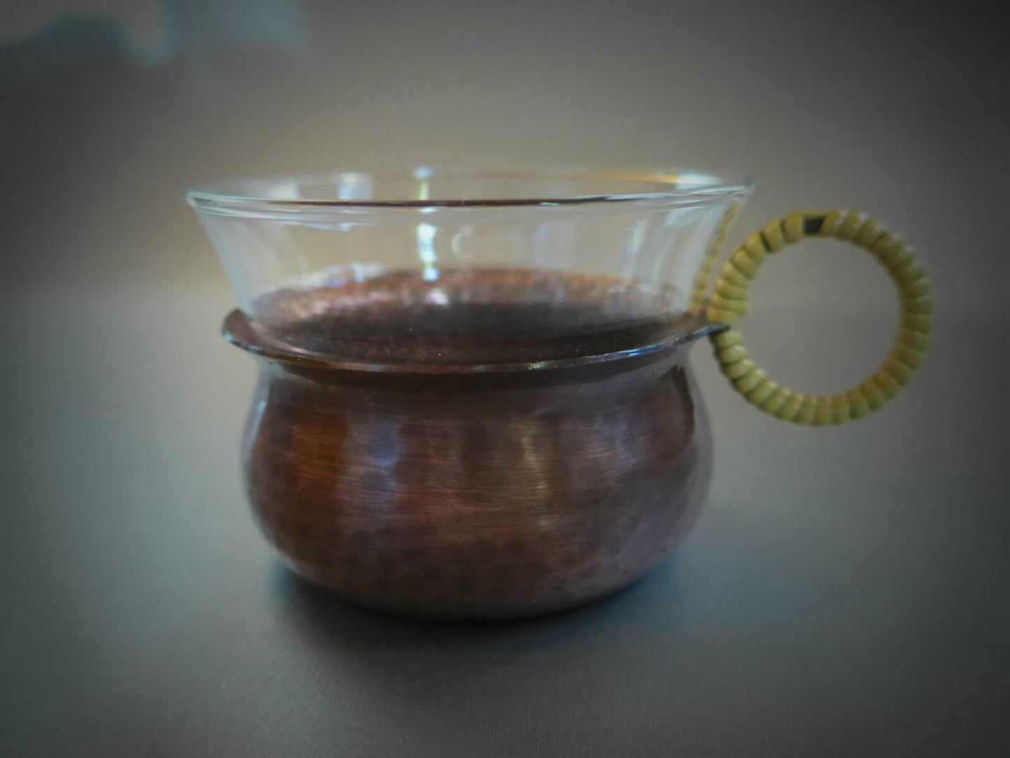 5 x ZINT Teeglas Kupfer Hammerschlag SCHOTT Mainz Glas 50er MID CENTURY