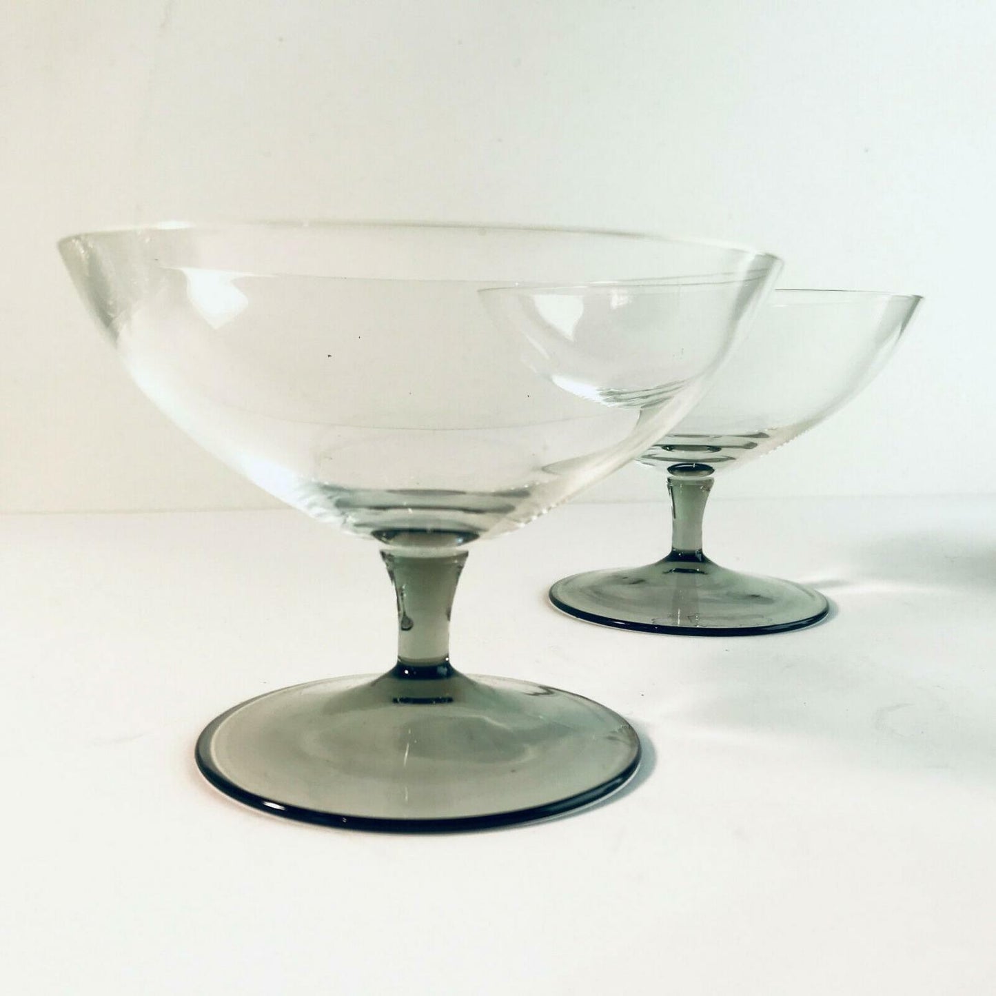 RAUCHGLAS 50er 60er Schüssel Schälchen Schale MID CENTURY 2er Set  D 11,3