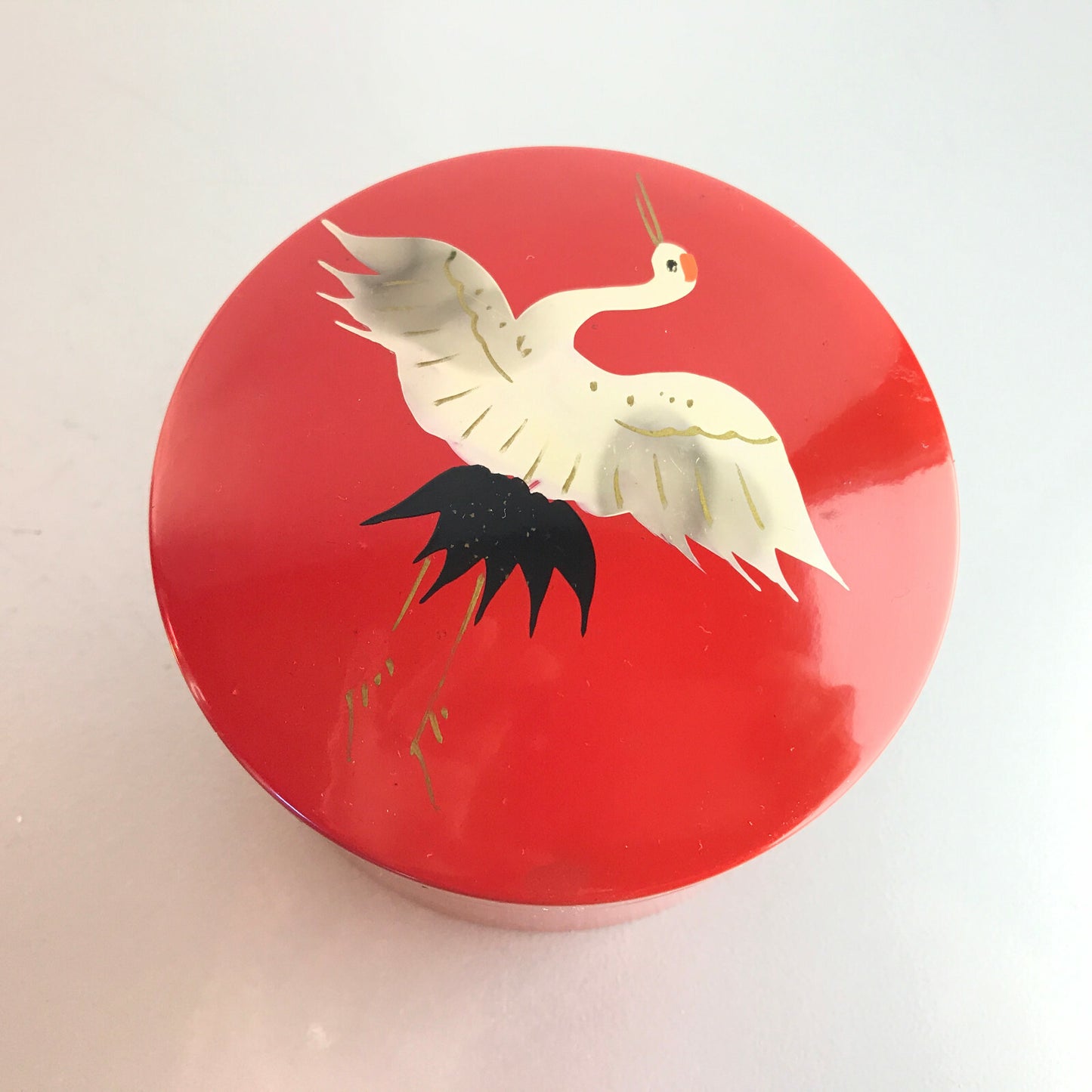 Untersetzer bemalt Dose 9,2 cm Lackdose Unterleger 8 cm Asia rot