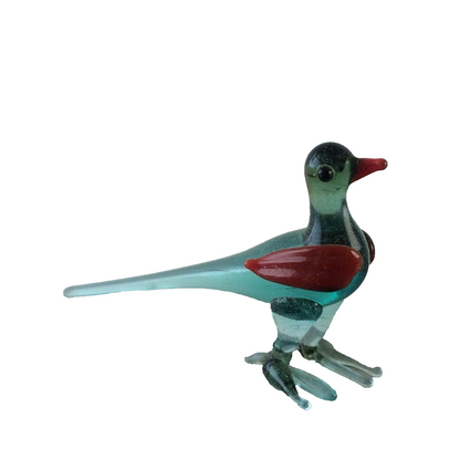 Vogel blau H 2 cm Glas 50er 60er Lauscher Vintage MID CENTURY 