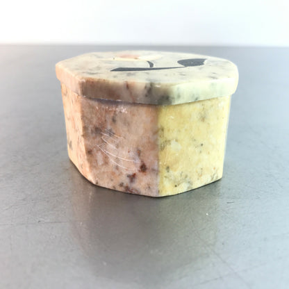 Vintage Steindose Steinarbeit 5 / 5,5  cm Dose Deckeldose eckig Stein