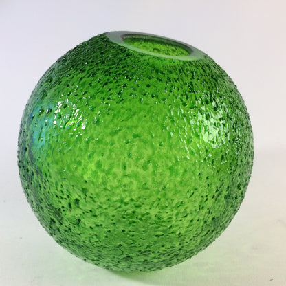 Vase 16 cm 50er 60er MID CENTURY Vase Glas grün Kugelvase schiefe Öffnung