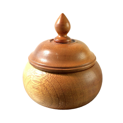 Vintage 60er 50er Deckeldose Dose Holz H 11 cm MID CENTURY gedreht