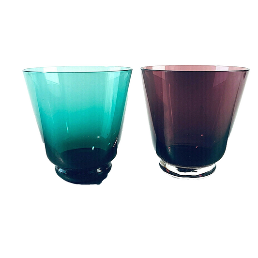 Schnapsgläser 6,3 cm grün lila Vintage 50er 60er bunte Gläser Glas