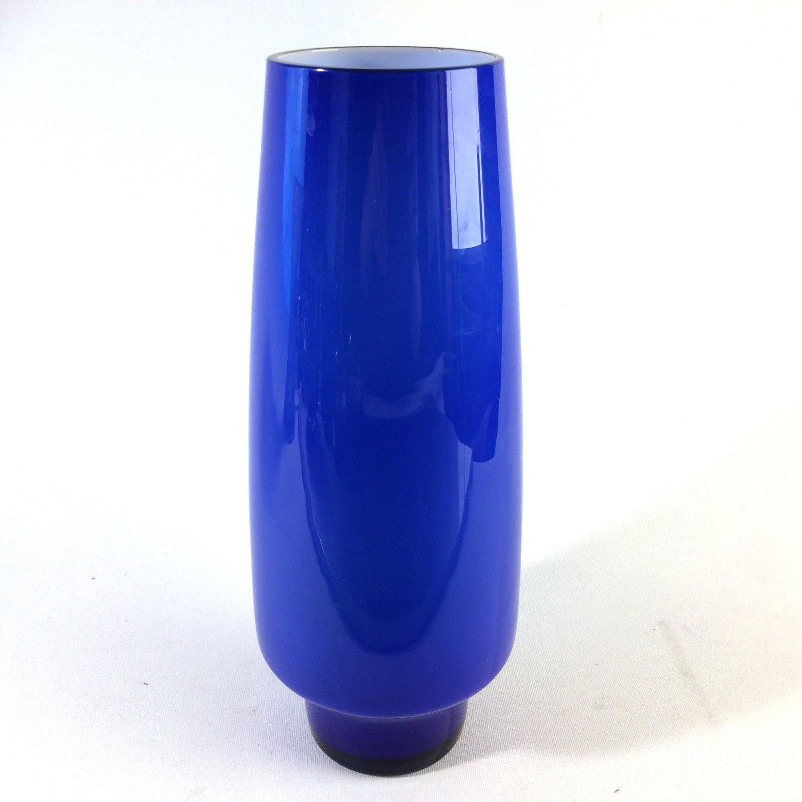 Vintage Vase blau weiß 25 cm 60er 70er MID CENTURY Überfang 