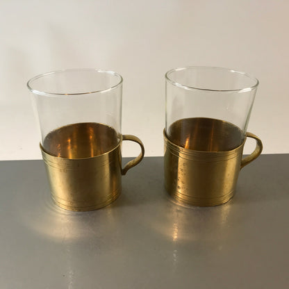 Teegläser 2er Set Messing Teetassen Teegläser 9,4 cm SCHOTT Mainz 